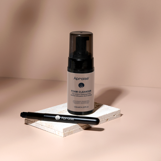 Apraise foam cleanser and Lash cleansing brush